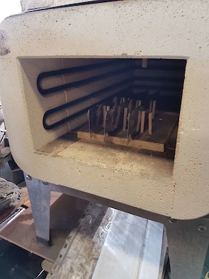 Into the furnace to start the hardening and tempering process