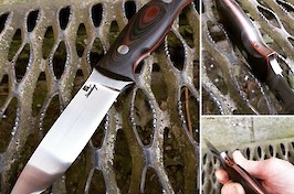 Survival Rescue knife in A2 steel and black/red G10