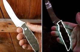 A special Capreolus made for a fella who didn't want to lose his knife at dusk!  Niolox steel and moonglow G10 handle scales