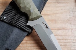 Tac-1 tactical utility knife, in Sandvik 14C28N and green G10