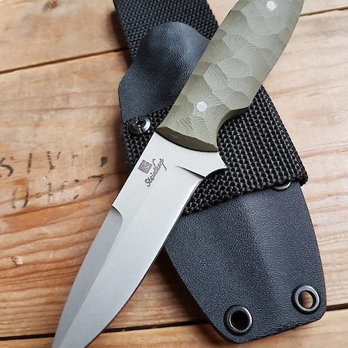 Tac-1 tactical utility knife, in Sandvik 14C28N and green G10