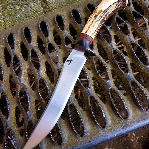 Subtle recurve on this long trailing point hunting knife.